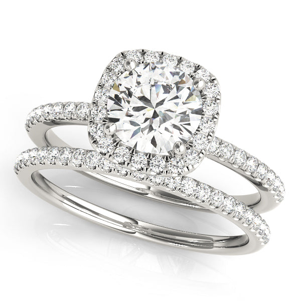 14K White Gold 1 CT Diamond Halo Engagement Ring