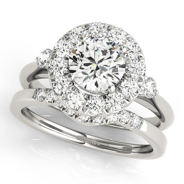14K White Gold 1 ct Diamond Halo Engagement Ring
