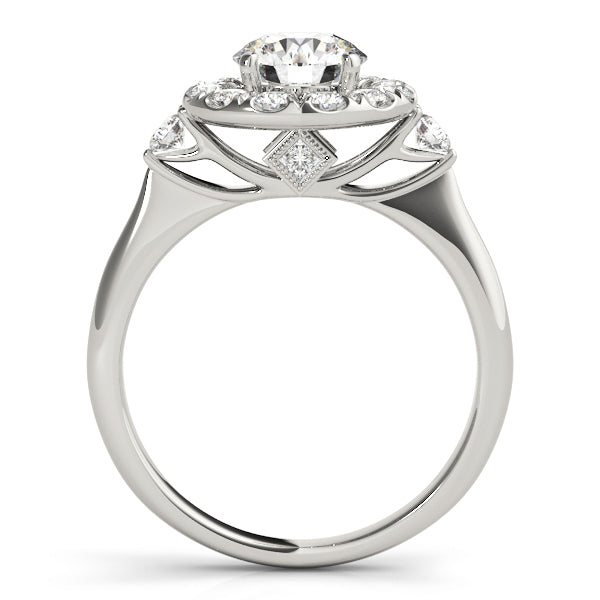 18K White Gold 1 ct Diamond Halo Engagement Ring