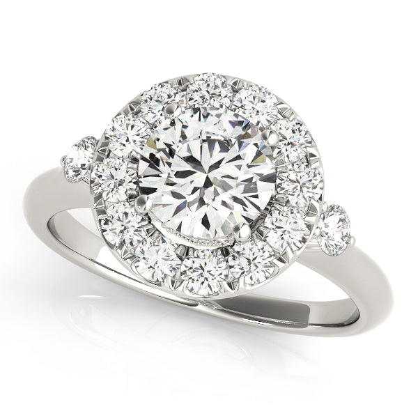 14K White Gold 1 ct Diamond Halo Engagement Ring