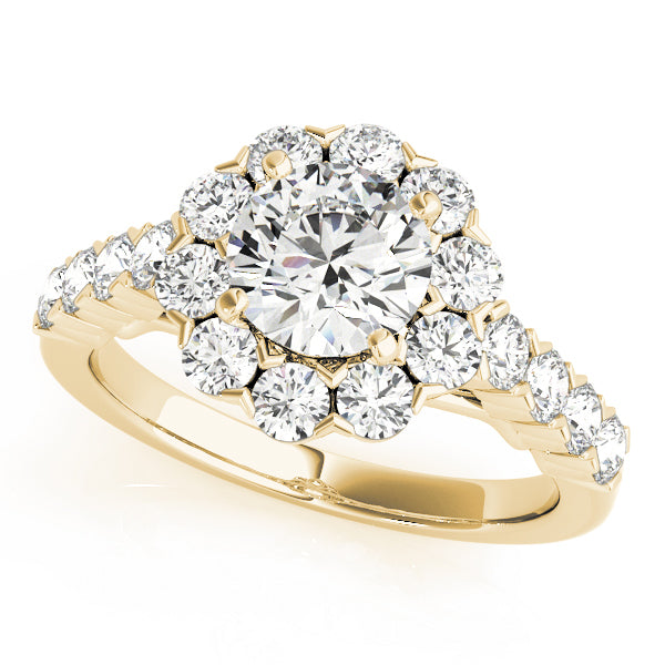 14K Yellow Gold Diamond Halo Engagement Ring 2.13ctw