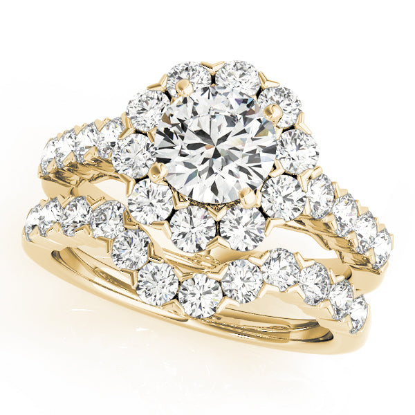 18K Yellow Gold Diamond Halo Engagement Ring 2.17 ctw
