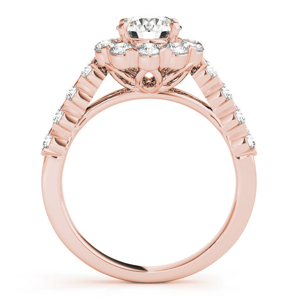 18K Rose Gold Diamond Halo Engagement Ring 2.17 ctw
