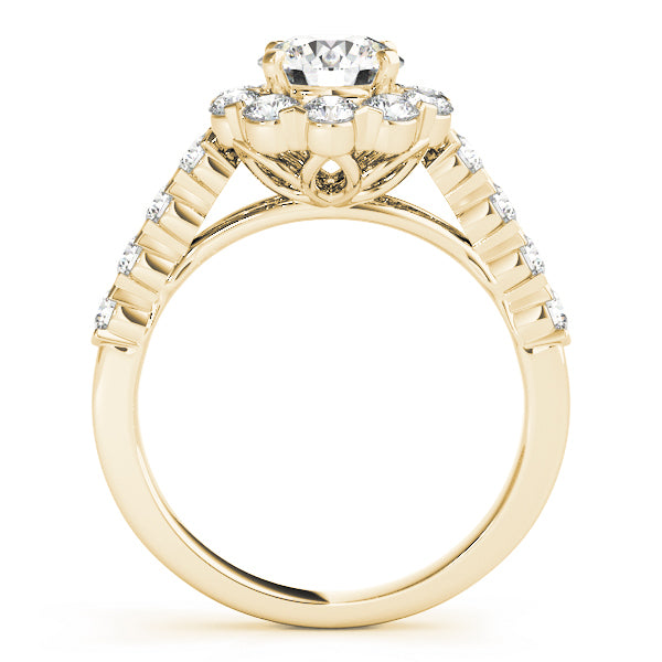 14K Yellow Gold Diamond Halo Engagement Ring 2.13ctw