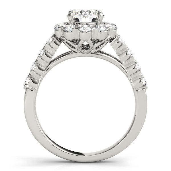 14K White Gold Round Diamond Engagement Ring Halo