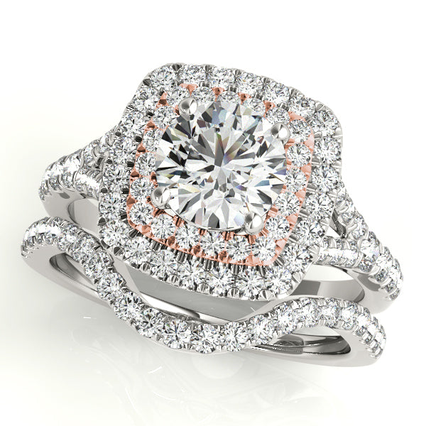 14K Rose Gold 1.5ctw Round Diamond Halo Ring