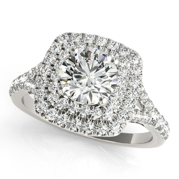 Platinum 1.5 ctw Round Diamond Halo Engagement Ring