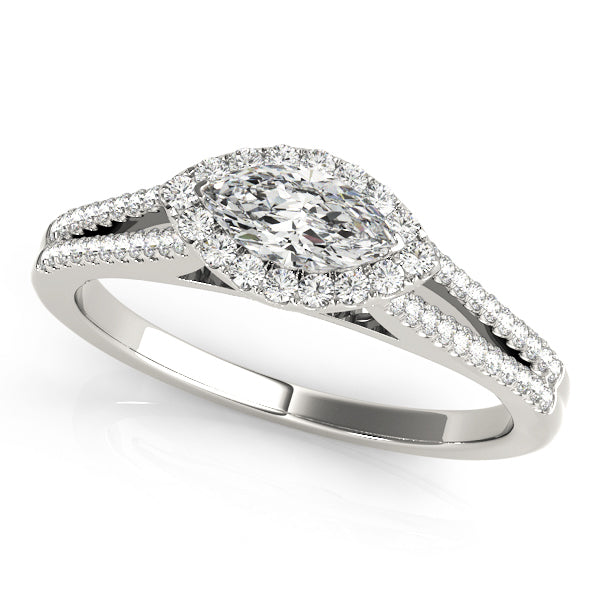 14K White Gold 1.33ctw Marquise Diamond Halo Ring
