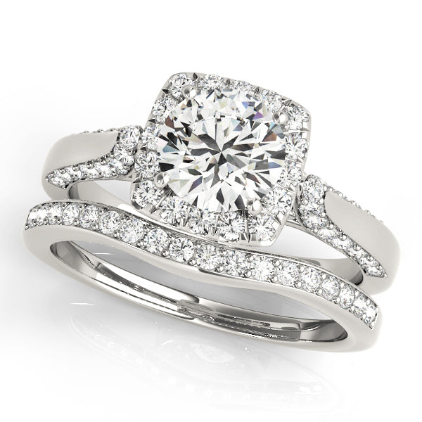 Platinum White Diamond Halo Engagement Ring