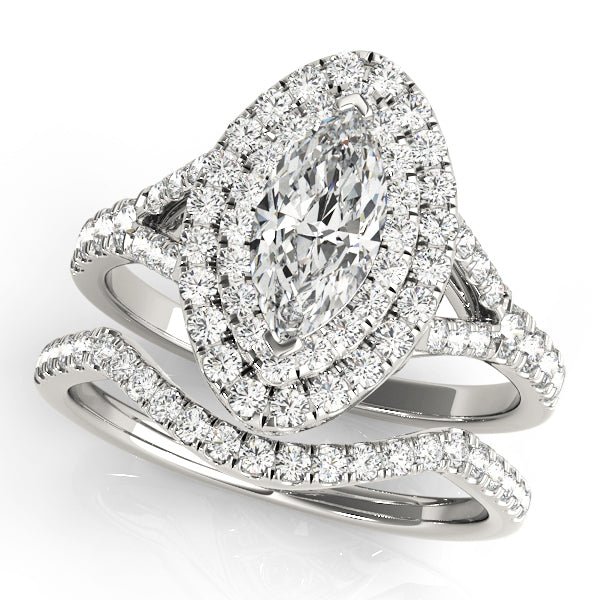 Platinum Marquise Diamond Halo Engagement Ring