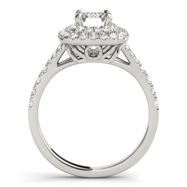14K White Gold Emerald Diamond Engagement Ring