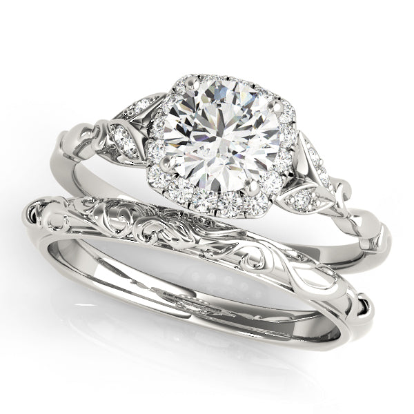 14K White Gold 1 CT Diamond Halo Engagement Ring