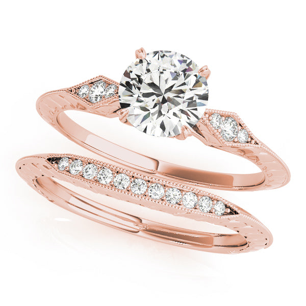 18K Rose Gold Vintage Diamond Engagement Ring 0.5 CT