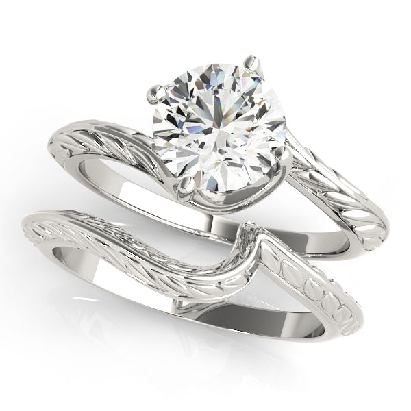 14K White Gold 1 CT Round Diamond Engagement Ring