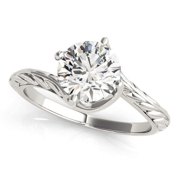 14K White Gold 1 CT Round Diamond Engagement Ring