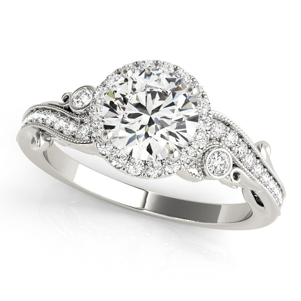14K White Gold 1.33ctw Diamond Halo Engagement Ring
