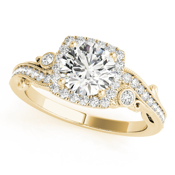 18K Yellow Gold 1 CT Diamond Halo Engagement Ring