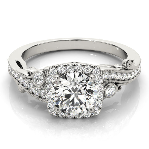 14K White Gold 1.33ctw Diamond Halo Engagement Ring