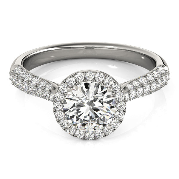 14K White Gold 1.33ctw Diamond Halo Engagement Ring