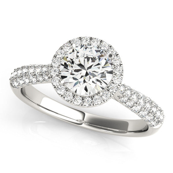14K White Gold 1.33ctw Diamond Halo Engagement Ring
