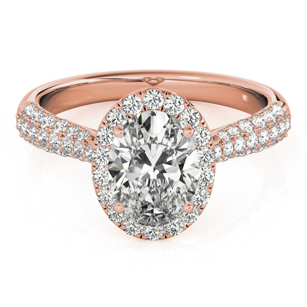 Rose Gold 0.5 CT Diamond Oval Halo Engagement Ring