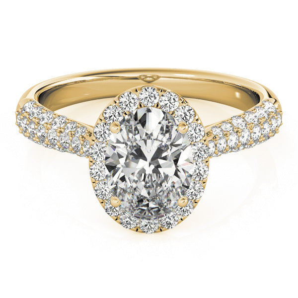 18K Yellow Gold 0.5ctw Oval Diamond Halo Ring