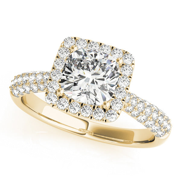 18K Yellow Gold Cushion Diamond Engagement Ring