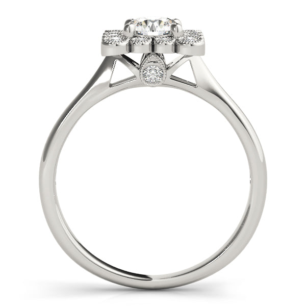 18K White Gold 1 ct Diamond Halo Engagement Ring