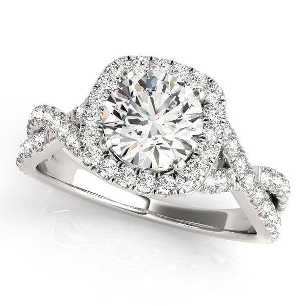 18K White Gold 1.5 ctw Round Diamond Halo Ring
