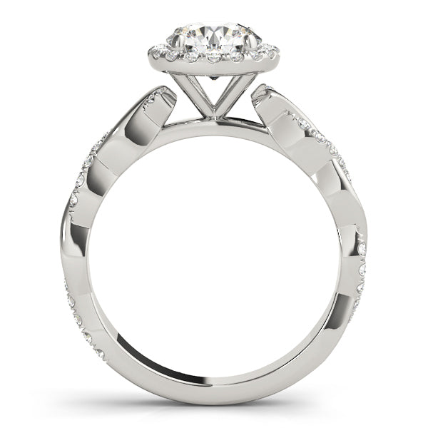 Platinum 1.33ctw Round Diamond Halo Engagement Ring