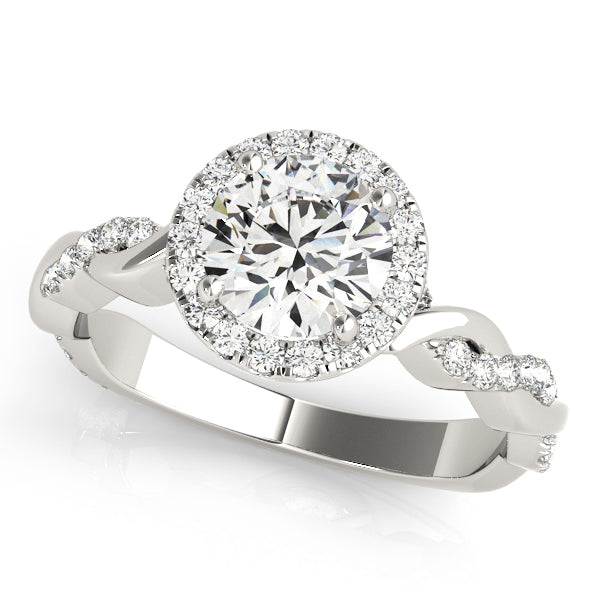 Platinum 1.33ctw Round Diamond Halo Engagement Ring