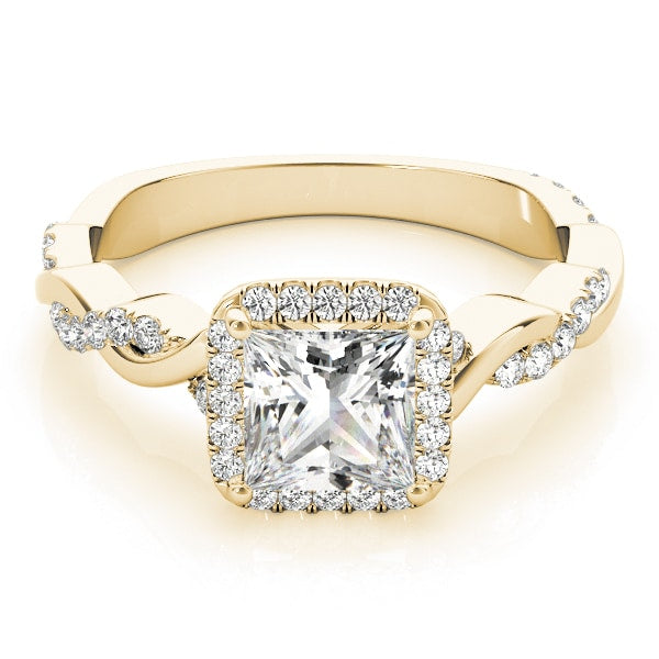 14K Yellow Gold 1/2 ct tw Halo Diamond Engagement Ring