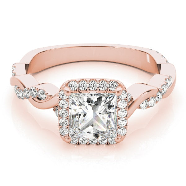 18K Rose Gold 1/2 ct tw Halo Diamond Engagement Ring