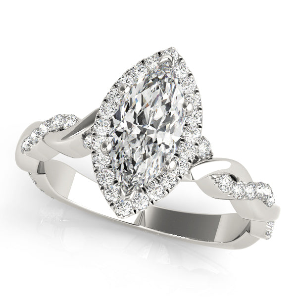 14K White Gold 1.33ctw Marquise Diamond Engagement Ring