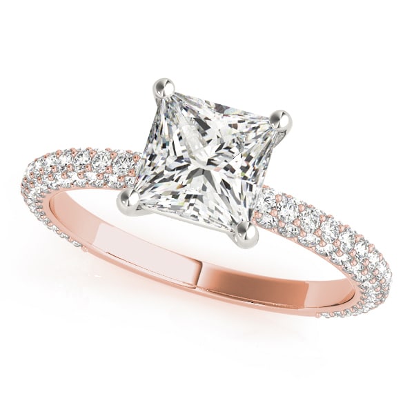 14K Rose Gold 1 ct tw Pave Diamond Engagement Ring