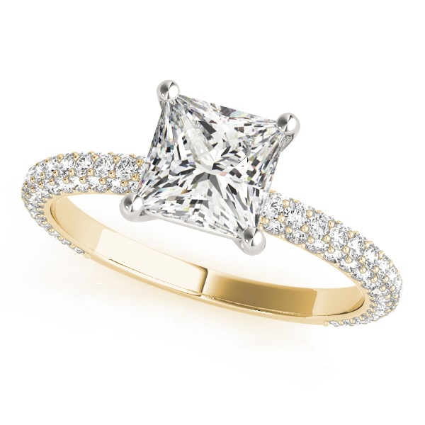 18K Yellow Gold 1 ct tw Pave Diamond Engagement Ring