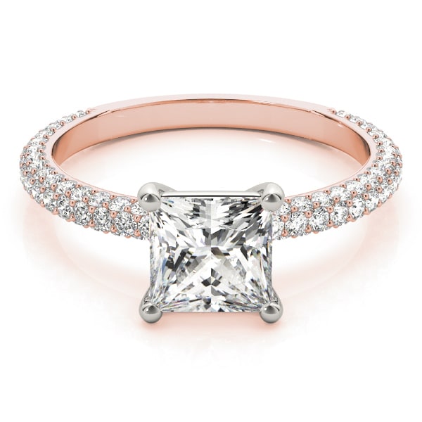 18K Rose Gold 1 ct tw Pave Diamond Engagement Ring