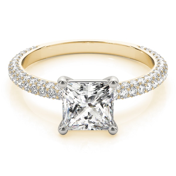 14K Yellow Gold 1 ct tw Pave Diamond Engagement Ring