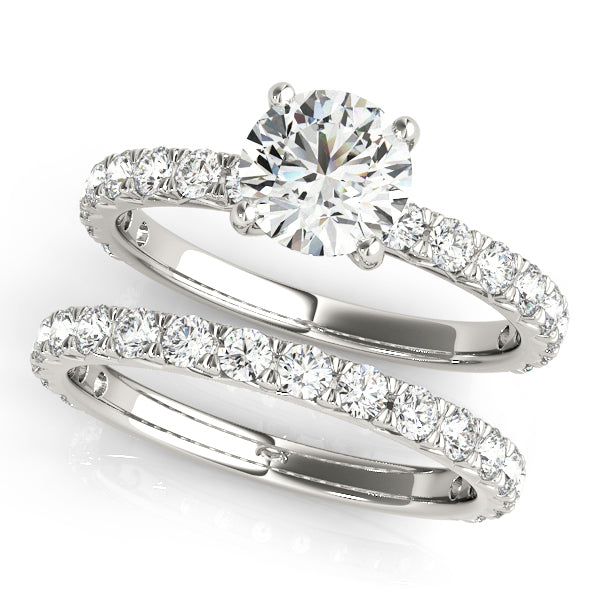 14K White Gold Single Row Diamond Engagement Ring