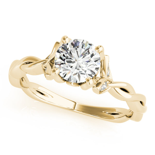 18K Yellow Gold Round Diamond Solitaire Ring