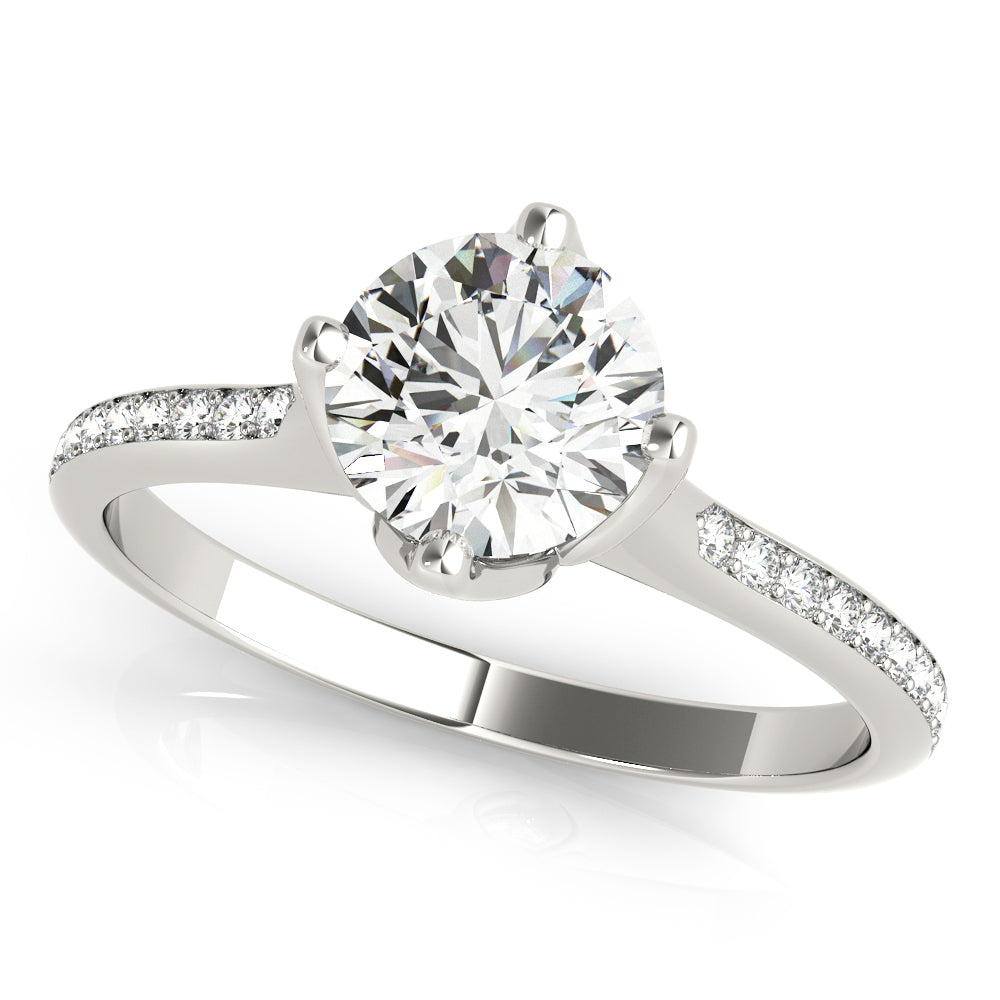 18K White Gold 1 CT Diamond Single Row Engagement Ring