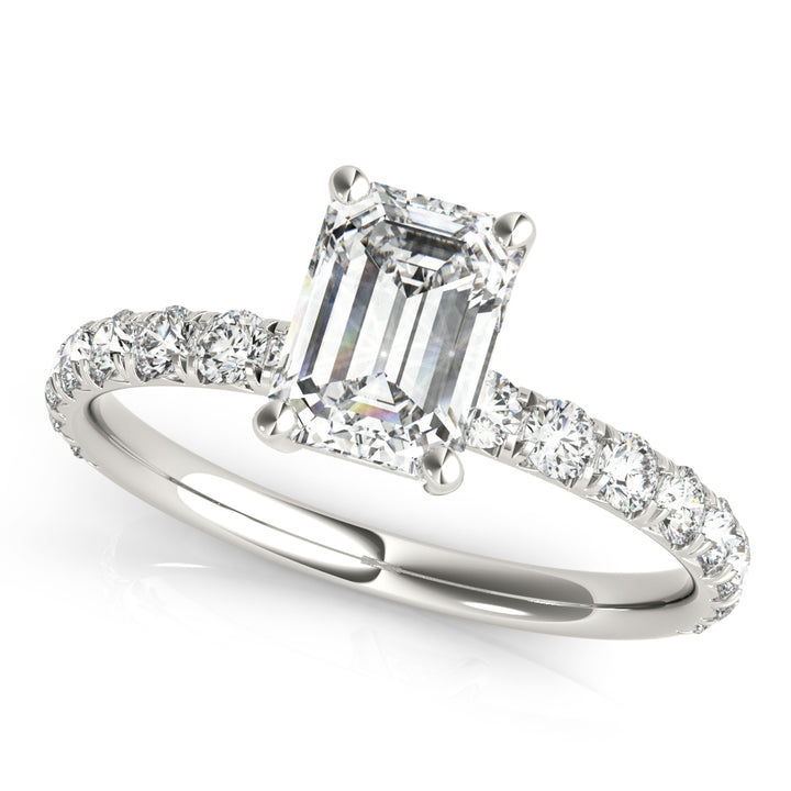 Platinum 1/2 CT Diamond Emerald Engagement Ring