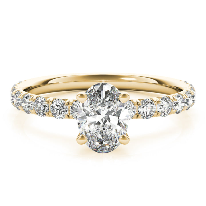 18K Yellow Gold Diamond Single Row Engagement Ring
