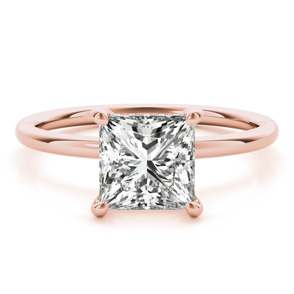 14K Rose Gold 5/8 ct tw Halo Diamond Engagement Ring