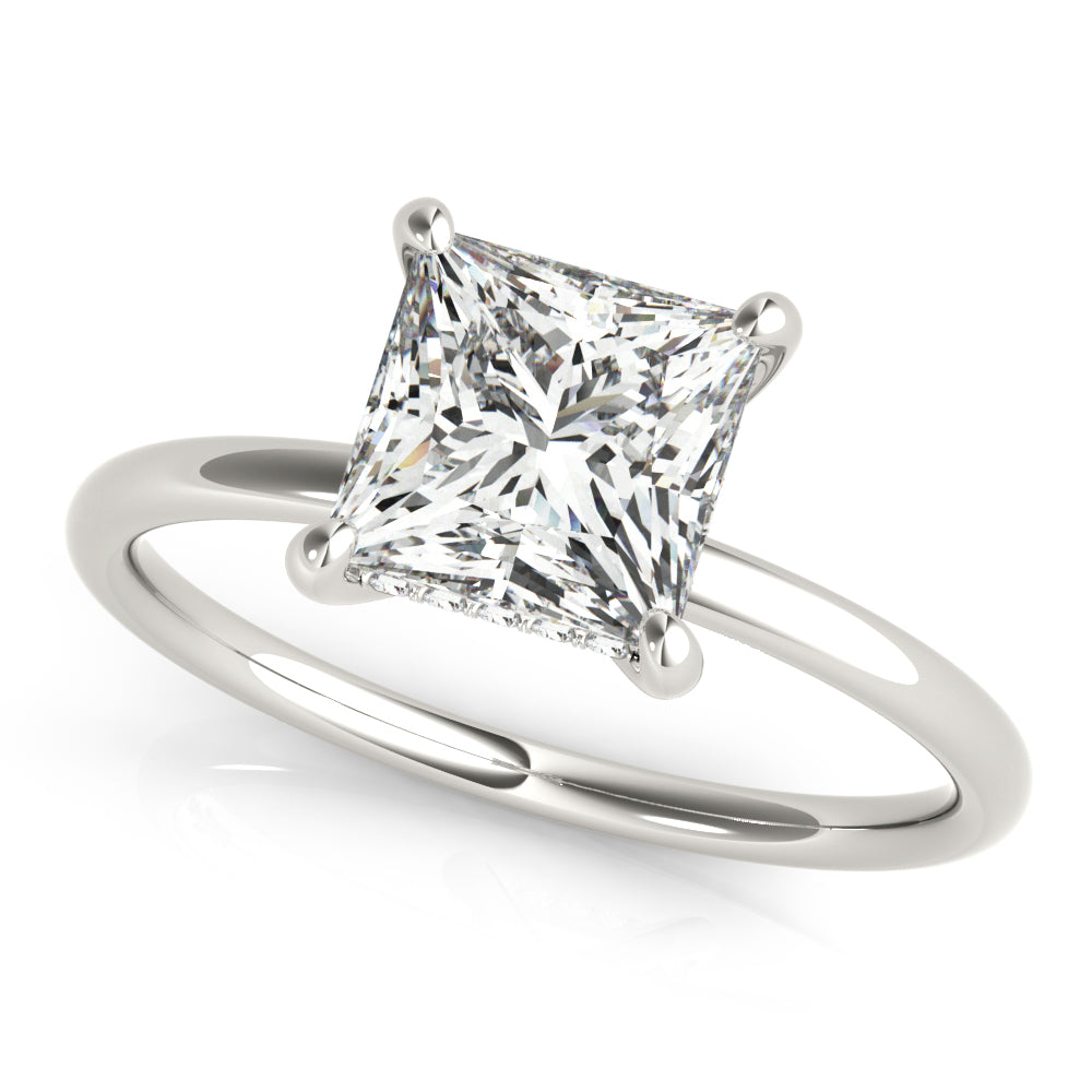 14K White Gold Diamond Halo Engagement Ring