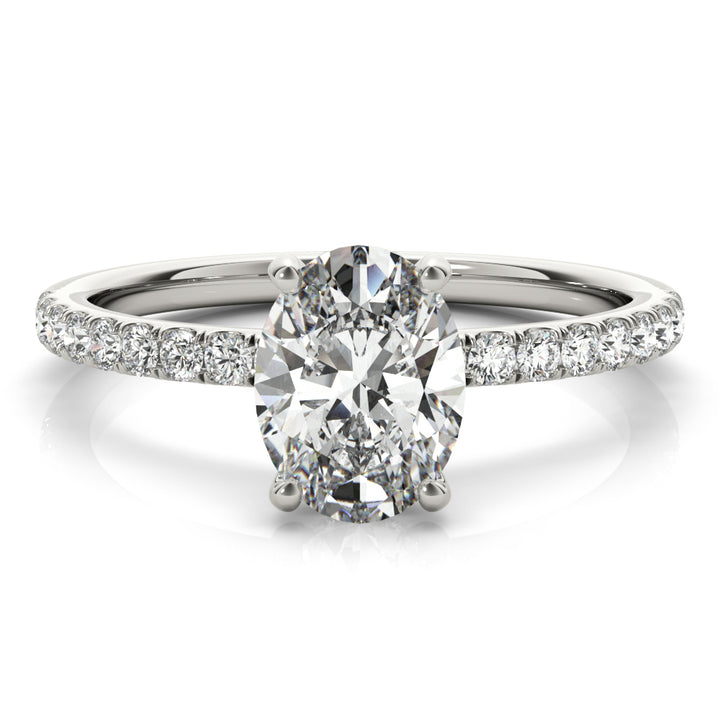 Platinum Oval Diamond Halo Engagement Ring 1/3 ctw