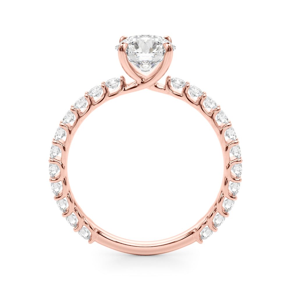 18K Rose Gold 1ct Diamond Single Row Engagement Ring