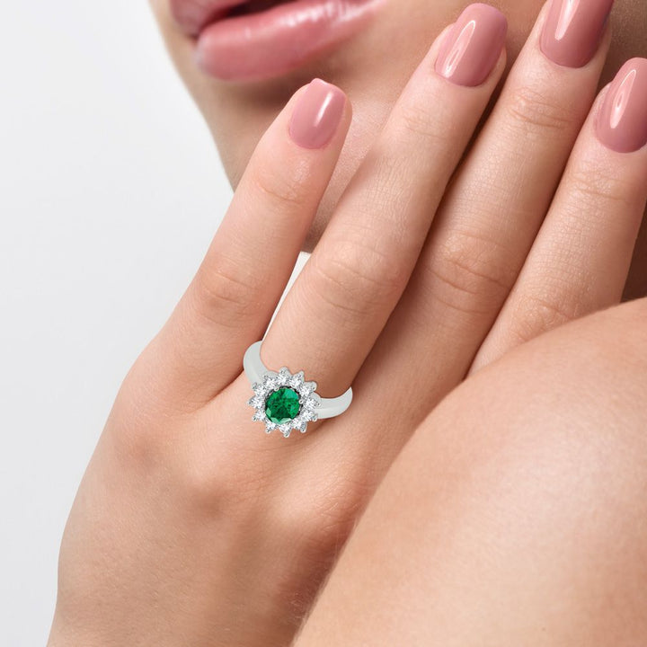 14K 0.79ct Diamond Emerald Ring