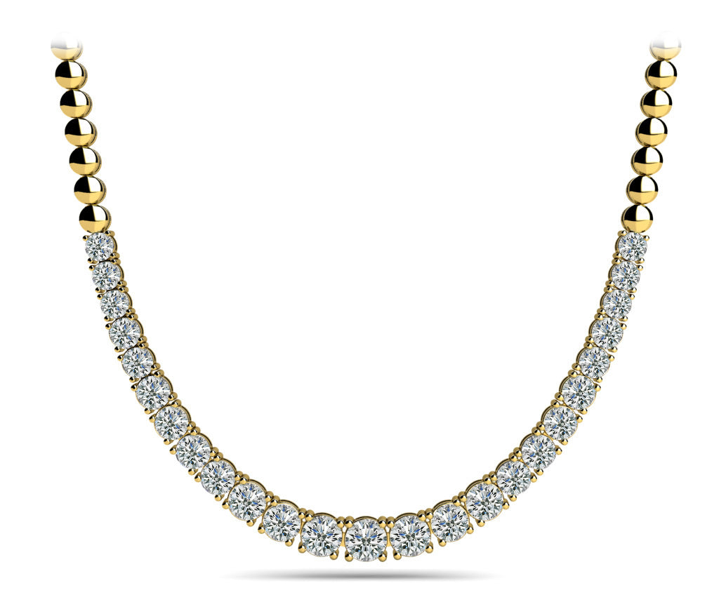 14K Yellow Gold Round Diamond Fashion Necklace