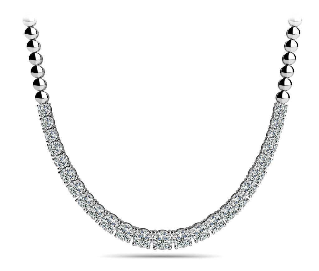 14K White Gold Diamond Graduated Pendant Necklace